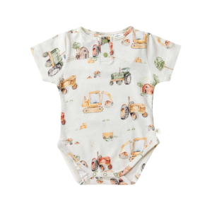 Snuggle Hunny - Organic Bodysuit: Diggers + Tractors