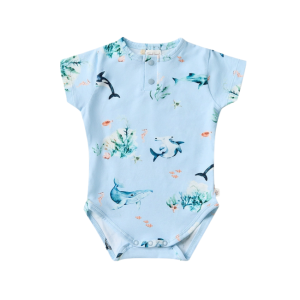 Snuggle Hunny - Organic Bodysuit: Blue Ocean