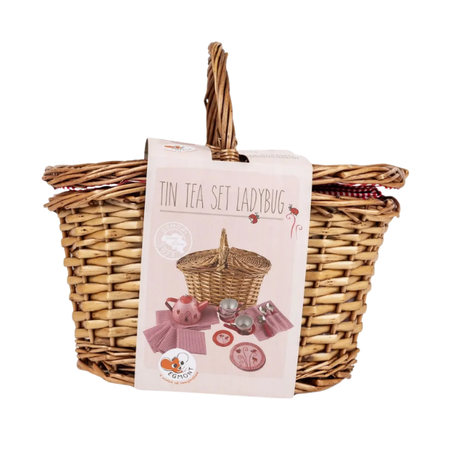 Egmont Toys – Tin Tea Set Lady Bug In a Wicker Basket