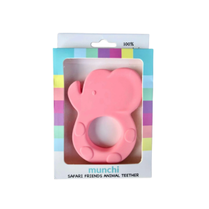 munchi - Safari Friends Animal Teether: Elephant Pink