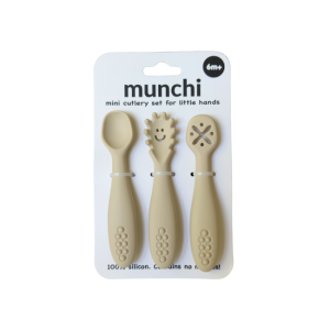 munchi - Mini Silicone Cutlery Set: Beige