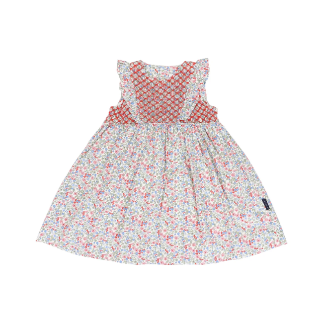 Korango – Frill Smocked Floral Dress_ Red Korango – Frill Smocked Floral Dress_ Red