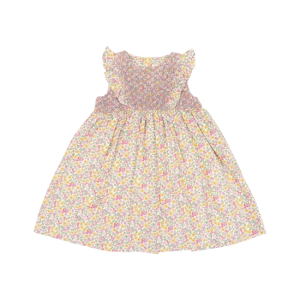 Korango - Smocked Floral Dress: Yellow
