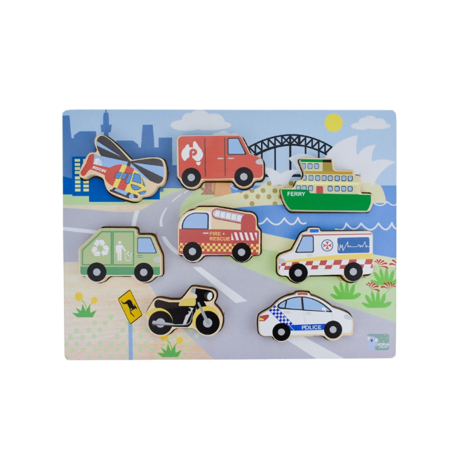 WOODEN CHUNKY AUSSIE TRANSPORT VEHICLE PUZZLE WOODEN CHUNKY AUSSIE TRANSPORT VEHICLE PUZZLE