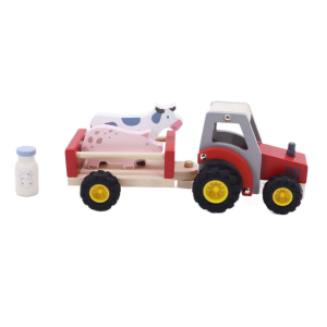 Kaper Kidz - Wooden Tractor with Farm Animals: Red