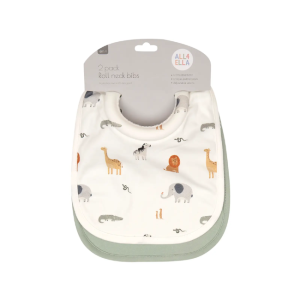 All4Ella - Roll Neck Bibs 2 Pack: Wild Animals