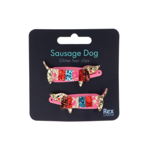Rex London - Glitter Hair Clips: Sausage Dog