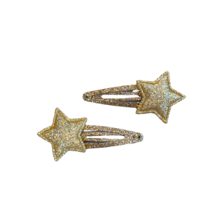 Twinkle + Bloom by Sophie - Glitter Star Hair Clips: Gold