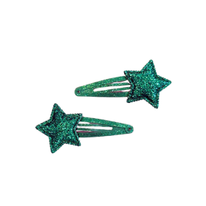 Twinkle + Bloom by Sophie - Glitter Star Hair Clips: Green