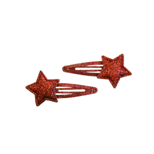 Twinkle + Bloom by Sophie - Glitter Star Hair Clips: Red