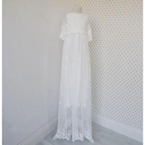 Bebe - Special Occasion: 3/4 Sleeve Lace Christening Gown