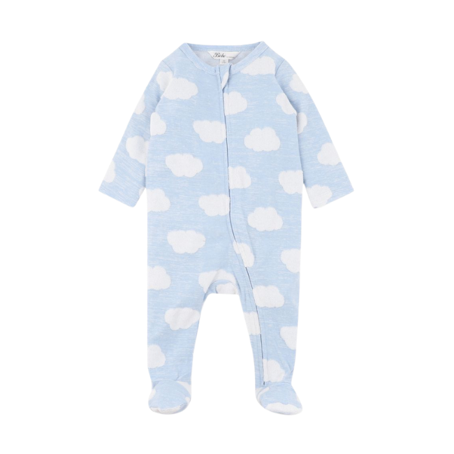 Bebe White Label Organic – Cloud_ Blue Long Sleeve Jacquard Onesie