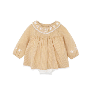 Bebe - Winnie: Embroidered Gingham Overlay Dress