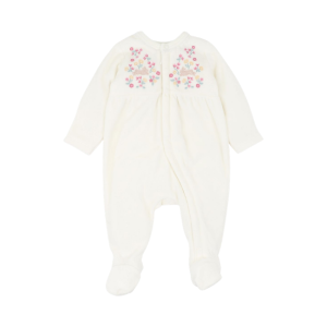 Bebe - Winnie: Embroidered Velour Long Sleeve Zip Onesie