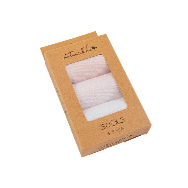 Emotion + Kids - 3 Pack Fine Stripe Socks_ Pink