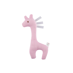 Emotion + Kids - Giraffe Rattle: Pink Gingham
