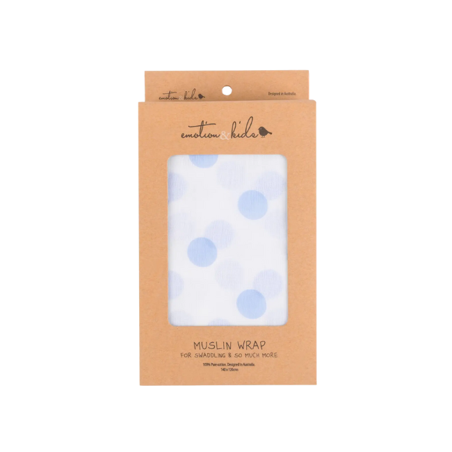 Emotion + Kids – Muslin Wrap_ blue spots