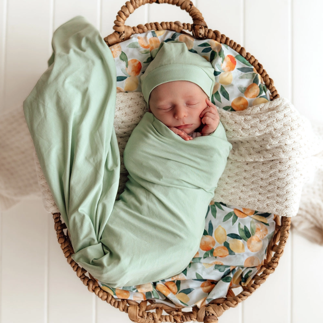 Snuggle Hunny – Organic Jersey Wrap + Beanie Set_ mint Snuggle Hunny – Organic Jersey Wrap + Beanie Set_ mint