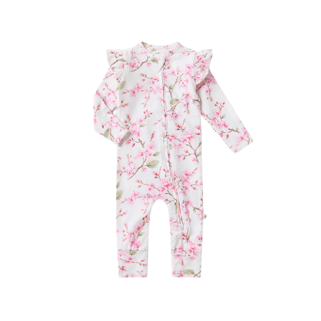 snuggle hunny Organic Snugglesuit Convertible Romper cherry blossom