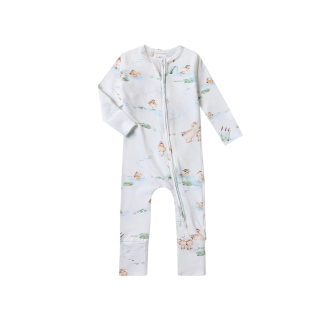 snuggle hunny Organic Snugglesuit Convertible Romper duck pond