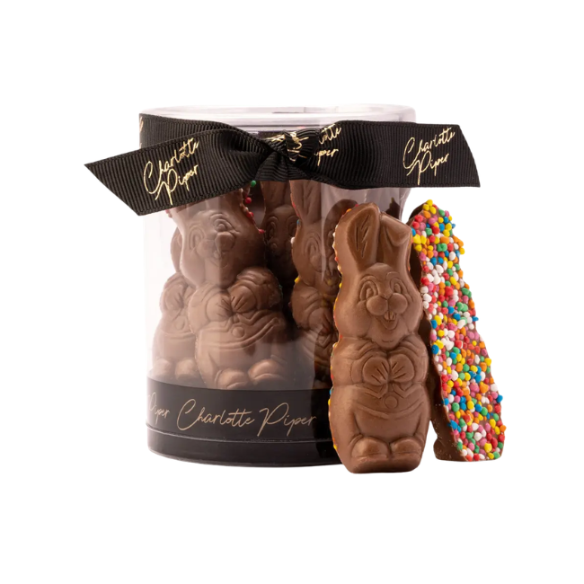 Charlotte Piper - Easter Box Sml Standing Bunny 100g Milk Choc W Sprinkles
