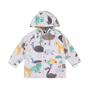 Korango - Terry Toweling Lined Raincoat Australian Animal: Grey