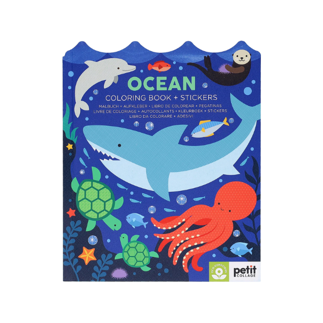 Petit Collage Colouring Book with Sticker Ocean