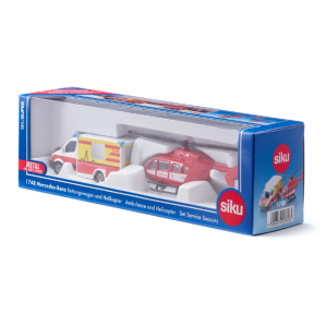 Siku - 1:87 Scale: Mercedes-Benz Ambulance + Helicopter