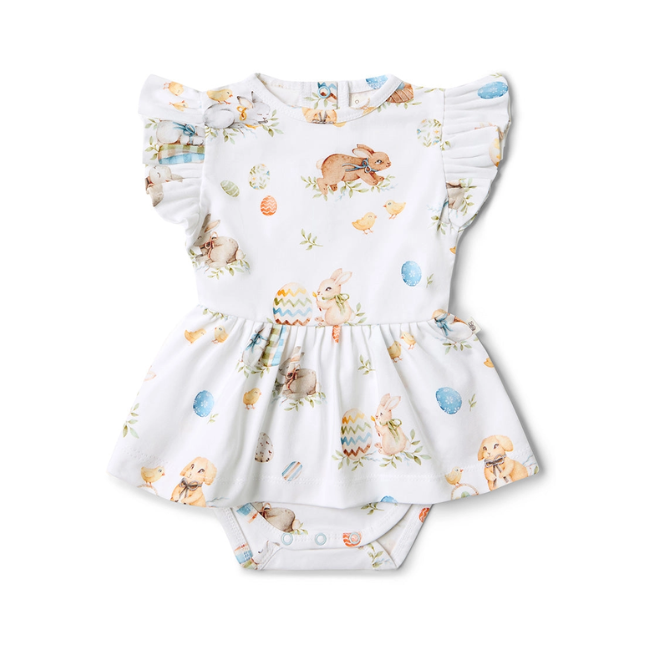 snuggle hunny Short Sleeve Organic dress Flopsy Bunnies