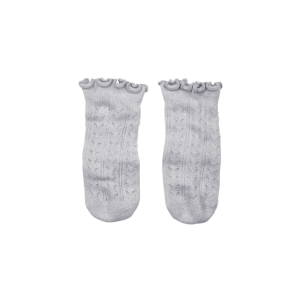 Toshi - Organic Baby Socks Knee Frilly Lace: Fog