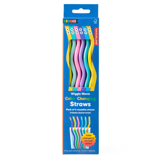 Kikkerland - Wiggly Worm Colour Changing Straws