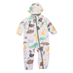 Korango - Terry Toweling Lined Rainsuit Australian Animal: Grey