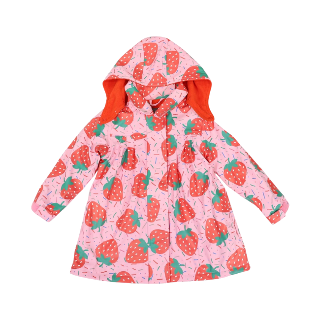 Korango – Polar Fleece Lined Raincoat Strawberries + Sprinkles_ Pink