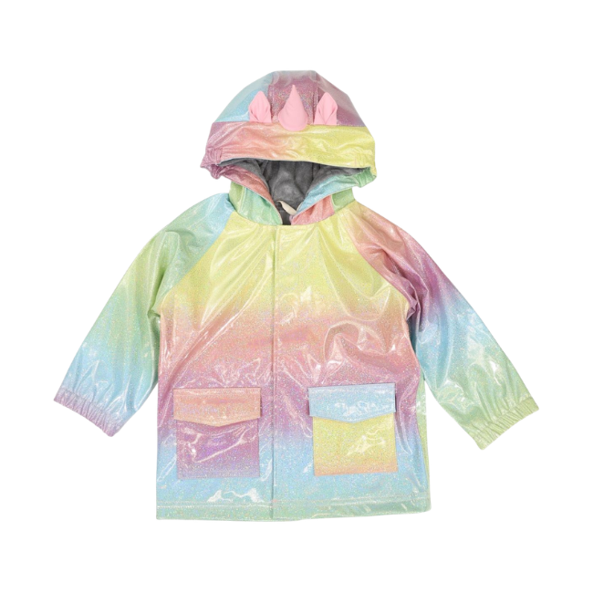 Korango – Terry Toweling Lined Raincoat_ Unicorn Glitter Rainbow
