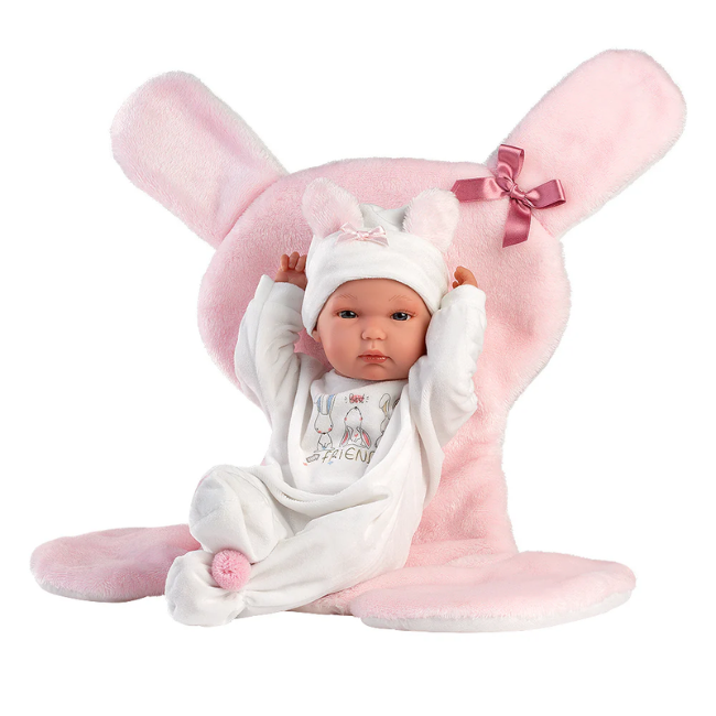 llorens 35cm soft body doll bimba with bunny cushion (2)