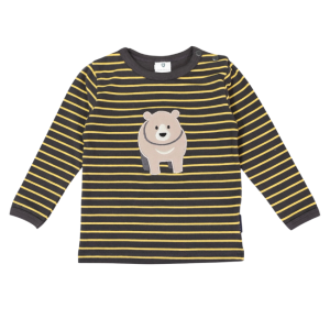 Korango - Bear Striped Top: Charcoal