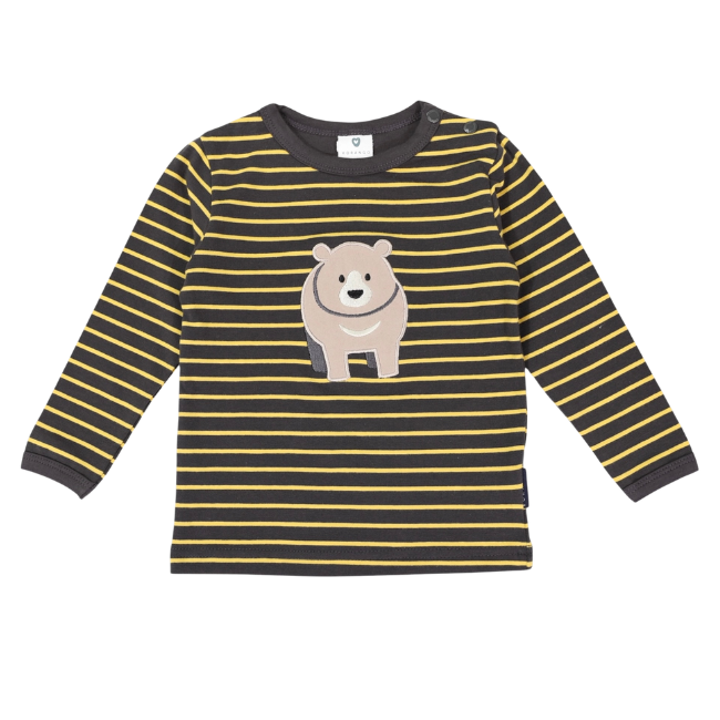 Korango – Bear Stripe Top_ charcoal