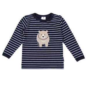 Korango - Bear Striped Top: Blue