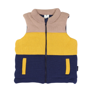 Korango - Contrast Knit Vest: Mustard
