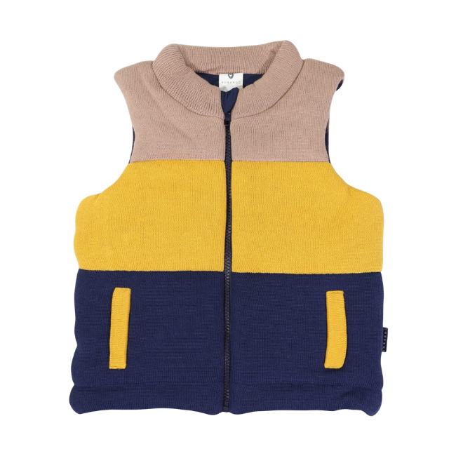 Korango – Contrast Knit Vest_ Mustard