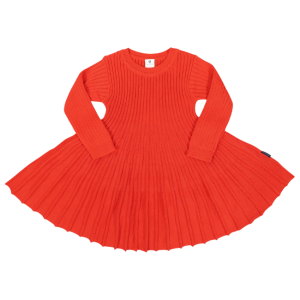 Korango - Rib Knit Flare Dress: Red