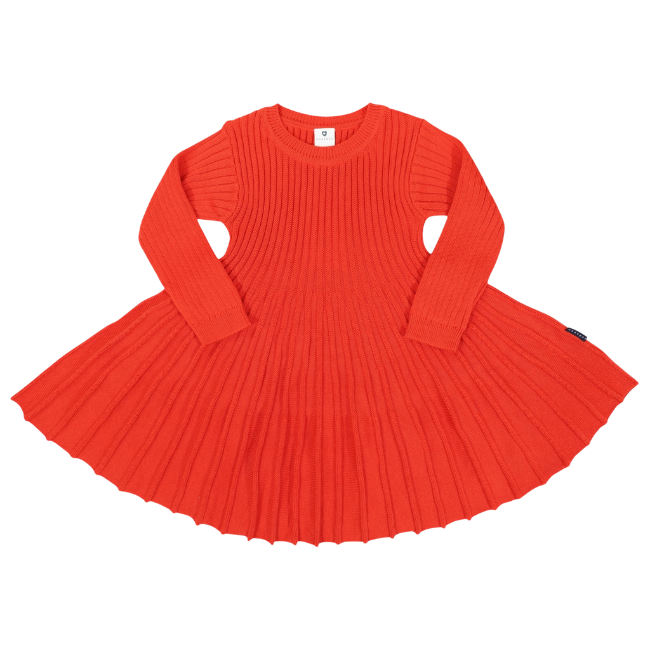 Korango – Rib Knit Flare Dress_ Red