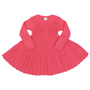 Korango - Rib Knit Flare Dress: Hot Pink