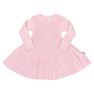 Korango - Rib Knit Flare Dress: Pink