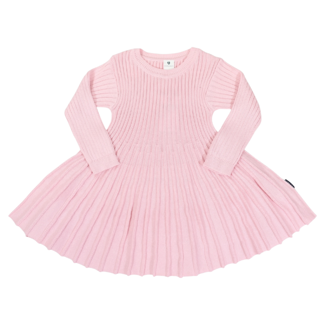 Korango – Rib Knit Flare Dress_ pink
