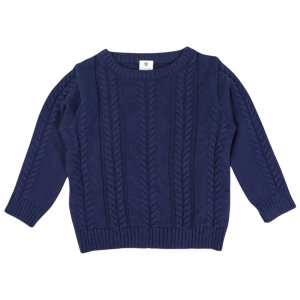 Korango - Soft Cable Knit Sweater: Navy