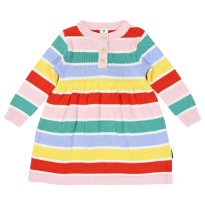 Korango - Striped Knit Dress: Yellow