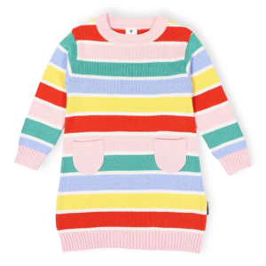 Korango - Striped Knit Dress: Yellow Stripe
