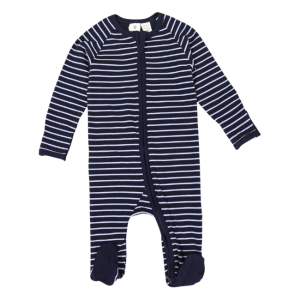 Korango - Striped Zip Cotton Romper: Blue