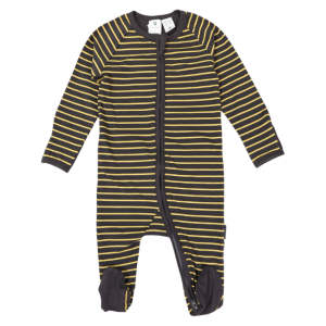 Korango - Striped Zip Cotton Romper: Charcoal